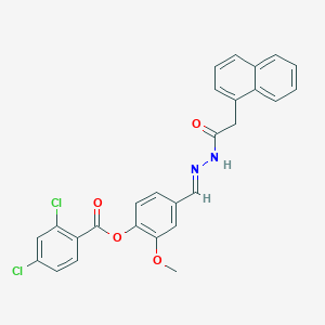 molecular formula C27H20Cl2N2O4 B12029647 2-Methoxy-4-(2-(1-naphthylacetyl)carbohydrazonoyl)phenyl 2,4-dichlorobenzoate CAS No. 767302-51-2