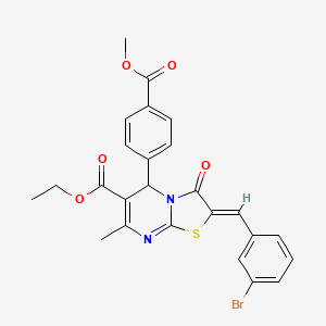 molecular formula C25H21BrN2O5S B12029725 Ethyl 2-(3-bromobenzylidene)-5-(4-(methoxycarbonyl)phenyl)-7-methyl-3-oxo-3,5-dihydro-2H-thiazolo[3,2-a]pyrimidine-6-carboxylate CAS No. 609795-98-4