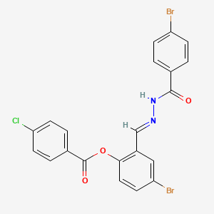 molecular formula C21H13Br2ClN2O3 B12029734 4-Bromo-2-(2-(4-bromobenzoyl)carbohydrazonoyl)phenyl 4-chlorobenzoate CAS No. 765309-20-4