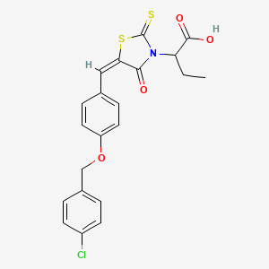 2-((5E)-5-{4-[(4-chlorobenzyl)oxy]benzylidene}-4-oxo-2-thioxo-1,3-thiazolidin-3-yl)butanoic acid