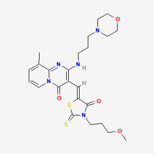 molecular formula C24H31N5O4S2 B12029913 3-{(Z)-[3-(3-Methoxypropyl)-4-oxo-2-thioxo-1,3-thiazolidin-5-ylidene]methyl}-9-methyl-2-{[3-(4-morpholinyl)propyl]amino}-4H-pyrido[1,2-A]pyrimidin-4-one CAS No. 477735-20-9