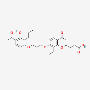 B1203001 4H-1-Benzopyran-2-propanoic acid, 7-(3-(4-acetyl-3-hydroxy-2-propylphenoxy)propoxy)-4-oxo-8-propyl- CAS No. 76847-71-7