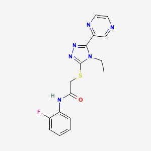 2-((4-Ethyl-5-(pyrazin-2-yl)-4H-1,2,4-triazol-3-yl)thio)-N-(2-fluorophenyl)acetamide