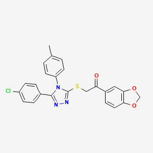 molecular formula C24H18ClN3O3S B12030097 1-(1,3-benzodioxol-5-yl)-2-{[5-(4-chlorophenyl)-4-(4-methylphenyl)-4H-1,2,4-triazol-3-yl]sulfanyl}ethanone CAS No. 477332-79-9