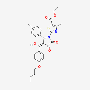 molecular formula C29H30N2O6S B12030101 Ethyl 2-(3-(4-butoxybenzoyl)-4-hydroxy-5-oxo-2-(p-tolyl)-2,5-dihydro-1H-pyrrol-1-yl)-4-methylthiazole-5-carboxylate CAS No. 609793-28-4