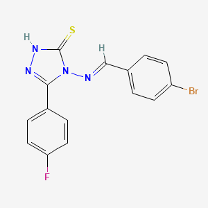 molecular formula C15H10BrFN4S B12030155 4-((4-Bromobenzylidene)amino)-3-(4-fluorophenyl)-1H-1,2,4-triazole-5(4H)-thione CAS No. 675835-02-6