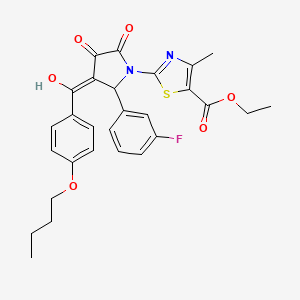 ethyl 2-[3-(4-butoxybenzoyl)-2-(3-fluorophenyl)-4-hydroxy-5-oxo-2,5-dihydro-1H-pyrrol-1-yl]-4-methyl-1,3-thiazole-5-carboxylate