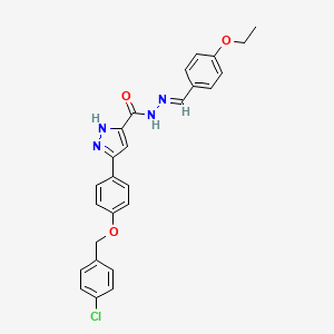 molecular formula C26H23ClN4O3 B12030170 5-(4-((4-Chlorobenzyl)oxy)phenyl)-N'-(4-ethoxybenzylidene)-1H-pyrazole-3-carbohydrazide CAS No. 634896-10-9