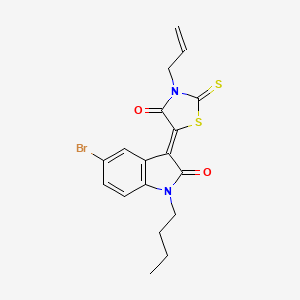 molecular formula C18H17BrN2O2S2 B12030234 3-Allyl-5-(5-bromo-1-butyl-2-oxoindolin-3-ylidene)-2-thioxothiazolidin-4-one CAS No. 618075-22-2