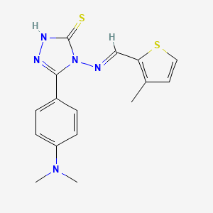 molecular formula C16H17N5S2 B12030335 5-[4-(dimethylamino)phenyl]-4-{[(E)-(3-methyl-2-thienyl)methylidene]amino}-4H-1,2,4-triazol-3-yl hydrosulfide 