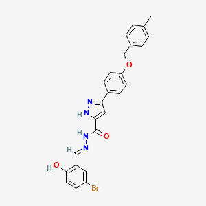 molecular formula C25H21BrN4O3 B12030362 N'-(5-Bromo-2-hydroxybenzylidene)-5-(4-((4-methylbenzyl)oxy)phenyl)-1H-pyrazole-3-carbohydrazide CAS No. 634896-61-0