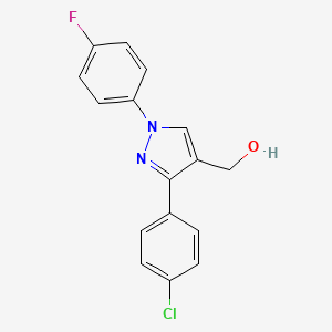 molecular formula C16H12ClFN2O B12030419 (3-(4-Chlorophenyl)-1-(4-fluorophenyl)-1H-pyrazol-4-YL)methanol 