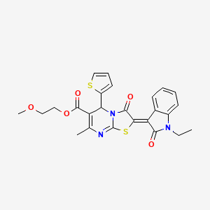 molecular formula C25H23N3O5S2 B12030448 2-Methoxyethyl 2-(1-ethyl-2-oxoindolin-3-ylidene)-7-methyl-3-oxo-5-(thiophen-2-yl)-3,5-dihydro-2H-thiazolo[3,2-a]pyrimidine-6-carboxylate CAS No. 618077-89-7