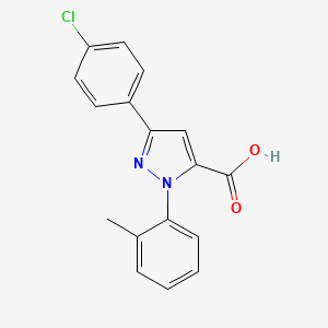 molecular formula C17H13ClN2O2 B12030503 3-(4-Chlorophenyl)-1-O-tolyl-1H-pyrazole-5-carboxylic acid CAS No. 618102-51-5