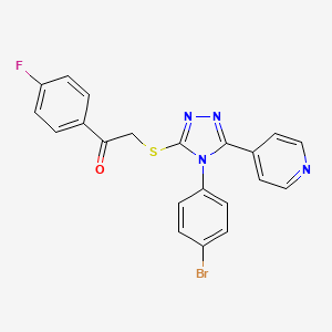 molecular formula C21H14BrFN4OS B12030537 2-{[4-(4-bromophenyl)-5-(pyridin-4-yl)-4H-1,2,4-triazol-3-yl]sulfanyl}-1-(4-fluorophenyl)ethanone CAS No. 477329-76-3