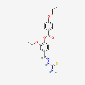 molecular formula C22H27N3O4S B12030585 2-Ethoxy-4-(2-((ethylamino)carbothioyl)carbohydrazonoyl)phenyl 4-propoxybenzoate CAS No. 764657-14-9