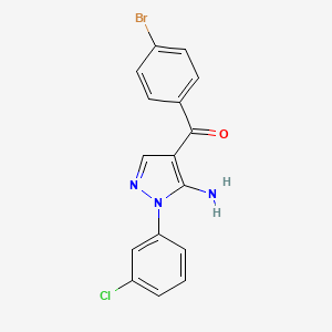 molecular formula C16H11BrClN3O B12030592 (5-Amino-1-(3-chlorophenyl)-1H-pyrazol-4-YL)(4-bromophenyl)methanone CAS No. 618091-52-4