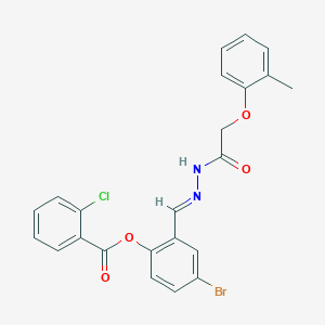 molecular formula C23H18BrClN2O4 B12030599 [4-bromo-2-[(E)-[[2-(2-methylphenoxy)acetyl]hydrazinylidene]methyl]phenyl] 2-chlorobenzoate 