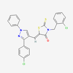 (5Z)-3-(2-Chlorobenzyl)-5-{[3-(4-chlorophenyl)-1-phenyl-1H-pyrazol-4-YL]methylene}-2-thioxo-1,3-thiazolidin-4-one