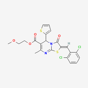 2-Methoxyethyl 2-(2,6-dichlorobenzylidene)-7-methyl-3-oxo-5-(thiophen-2-yl)-3,5-dihydro-2H-thiazolo[3,2-a]pyrimidine-6-carboxylate