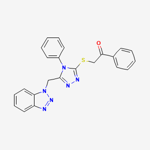 molecular formula C23H18N6OS B12030669 2-((5-((1H-Benzo[d][1,2,3]triazol-1-yl)methyl)-4-phenyl-4H-1,2,4-triazol-3-yl)thio)-1-phenylethanone CAS No. 445250-13-5