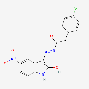 2-(4-chlorophenyl)-N'-[(3Z)-5-nitro-2-oxo-1,2-dihydro-3H-indol-3-ylidene]acetohydrazide