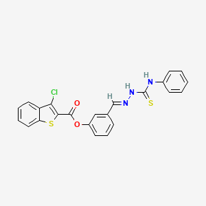 molecular formula C23H16ClN3O2S2 B12030850 [3-[(E)-(phenylcarbamothioylhydrazinylidene)methyl]phenyl] 3-chloro-1-benzothiophene-2-carboxylate CAS No. 764692-77-5