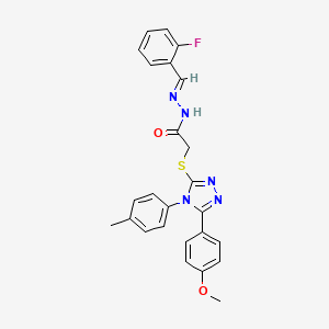 N'-[(E)-(2-fluorophenyl)methylidene]-2-{[5-(4-methoxyphenyl)-4-(4-methylphenyl)-4H-1,2,4-triazol-3-yl]sulfanyl}acetohydrazide