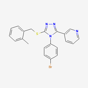 molecular formula C21H17BrN4S B12030899 3-(4-(4-Bromophenyl)-5-((2-methylbenzyl)thio)-4H-1,2,4-triazol-3-yl)pyridine CAS No. 477330-59-9