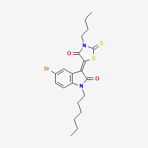 (3Z)-5-bromo-3-(3-butyl-4-oxo-2-thioxo-1,3-thiazolidin-5-ylidene)-1-hexyl-1,3-dihydro-2H-indol-2-one