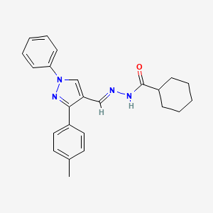 molecular formula C24H26N4O B12030928 N'-((1-Phenyl-3-(p-tolyl)-1H-pyrazol-4-yl)methylene)cyclohexanecarbohydrazide CAS No. 477734-52-4