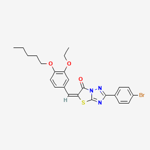 molecular formula C24H24BrN3O3S B12030937 (5E)-2-(4-bromophenyl)-5-[3-ethoxy-4-(pentyloxy)benzylidene][1,3]thiazolo[3,2-b][1,2,4]triazol-6(5H)-one 