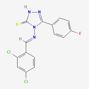 molecular formula C15H9Cl2FN4S B12030981 4-((2,4-Dichlorobenzylidene)amino)-5-(4-fluorophenyl)-4H-1,2,4-triazole-3-thiol CAS No. 585552-23-4