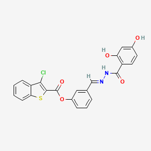 molecular formula C23H15ClN2O5S B12031102 [3-[(E)-[(2,4-dihydroxybenzoyl)hydrazinylidene]methyl]phenyl] 3-chloro-1-benzothiophene-2-carboxylate CAS No. 765278-25-9