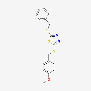 molecular formula C17H16N2OS3 B12031134 2-(Benzylthio)-5-((4-methoxybenzyl)thio)-1,3,4-thiadiazole 