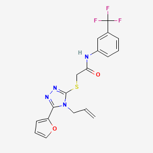 molecular formula C18H15F3N4O2S B12031139 2-{[4-Allyl-5-(2-furyl)-4H-1,2,4-triazol-3-YL]sulfanyl}-N-[3-(trifluoromethyl)phenyl]acetamide CAS No. 618880-00-5