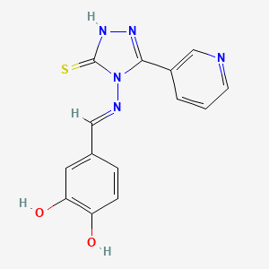 4-((E)-{[3-(3-pyridinyl)-5-sulfanyl-4H-1,2,4-triazol-4-yl]imino}methyl)-1,2-benzenediol