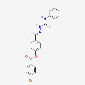 molecular formula C21H16BrN3O2S B12031184 4-(2-(Anilinocarbothioyl)carbohydrazonoyl)phenyl 4-bromobenzoate CAS No. 340223-55-4