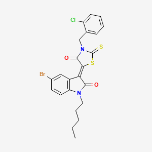 (3Z)-5-bromo-3-[3-(2-chlorobenzyl)-4-oxo-2-thioxo-1,3-thiazolidin-5-ylidene]-1-pentyl-1,3-dihydro-2H-indol-2-one