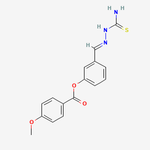 3-[(E)-(2-carbamothioylhydrazinylidene)methyl]phenyl 4-methoxybenzoate