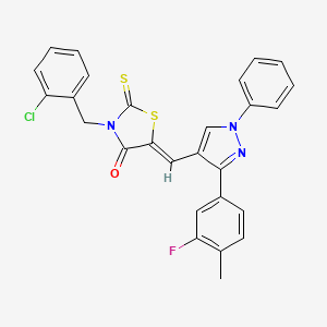 (5Z)-3-(2-Chlorobenzyl)-5-{[3-(3-fluoro-4-methylphenyl)-1-phenyl-1H-pyrazol-4-YL]methylene}-2-thioxo-1,3-thiazolidin-4-one