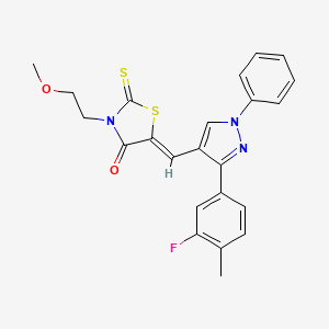 (5Z)-5-{[3-(3-Fluoro-4-methylphenyl)-1-phenyl-1H-pyrazol-4-YL]methylene}-3-(2-methoxyethyl)-2-thioxo-1,3-thiazolidin-4-one