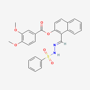 [1-[(E)-(benzenesulfonylhydrazinylidene)methyl]naphthalen-2-yl] 3,4-dimethoxybenzoate