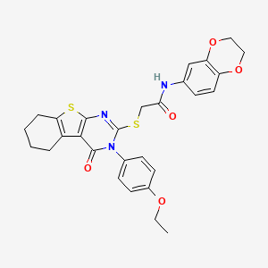 N-(2,3-dihydro-1,4-benzodioxin-6-yl)-2-{[3-(4-ethoxyphenyl)-4-oxo-3,4,5,6,7,8-hexahydro[1]benzothieno[2,3-d]pyrimidin-2-yl]sulfanyl}acetamide