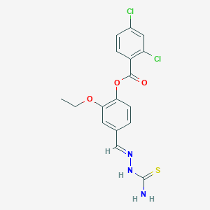 molecular formula C17H15Cl2N3O3S B12031506 4-(2-(Aminocarbothioyl)carbohydrazonoyl)-2-ethoxyphenyl 2,4-dichlorobenzoate CAS No. 477732-38-0