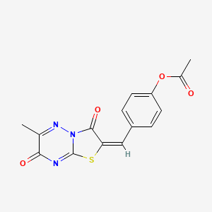 4-[(E)-(6-methyl-3,7-dioxo-7H-[1,3]thiazolo[3,2-b][1,2,4]triazin-2(3H)-ylidene)methyl]phenyl acetate