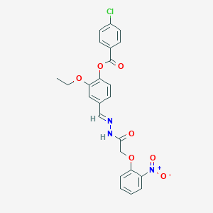 molecular formula C24H20ClN3O7 B12031594 2-Ethoxy-4-(2-((2-nitrophenoxy)acetyl)carbohydrazonoyl)phenyl 4-chlorobenzoate CAS No. 521953-63-9