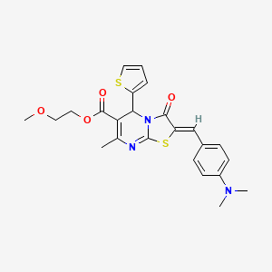 2-Methoxyethyl 2-(4-(dimethylamino)benzylidene)-7-methyl-3-oxo-5-(thiophen-2-yl)-3,5-dihydro-2H-thiazolo[3,2-a]pyrimidine-6-carboxylate