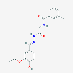 N-[2-[(2E)-2-[(3-ethoxy-4-hydroxyphenyl)methylidene]hydrazinyl]-2-oxoethyl]-3-methylbenzamide