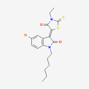 (3Z)-5-bromo-3-(3-ethyl-4-oxo-2-thioxo-1,3-thiazolidin-5-ylidene)-1-hexyl-1,3-dihydro-2H-indol-2-one